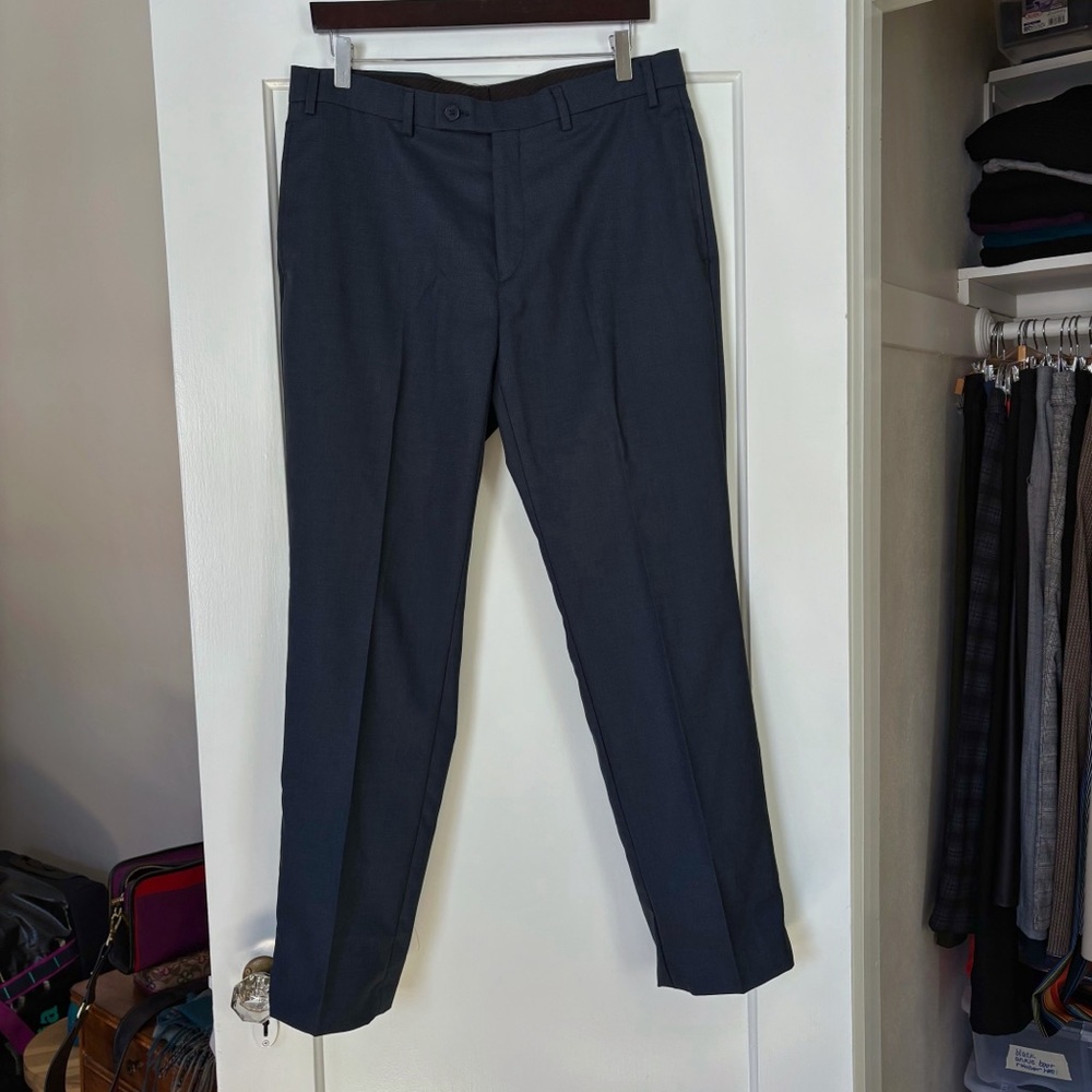 Calvin Klein Men's Slim Fit Navy Blue Dress Pants